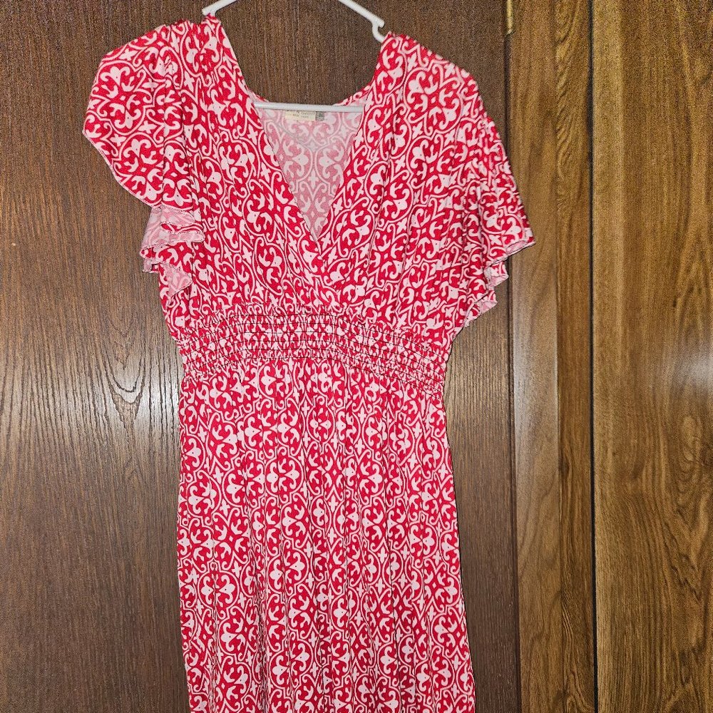Red below the knee dress